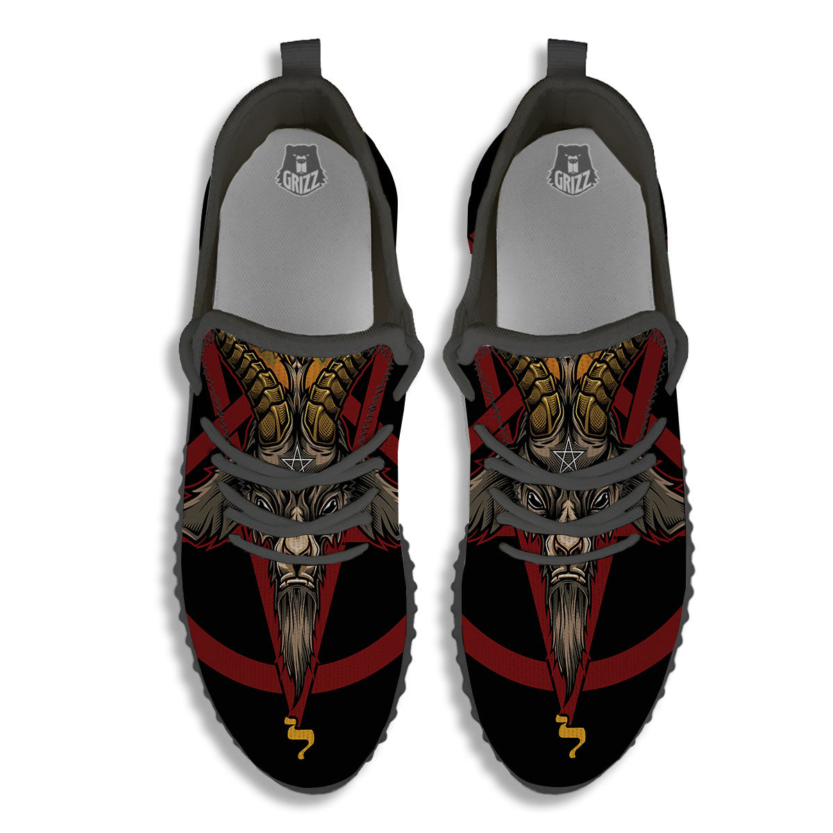 Pentagram Symbol Magic Print Black Walking Shoes-grizzshop