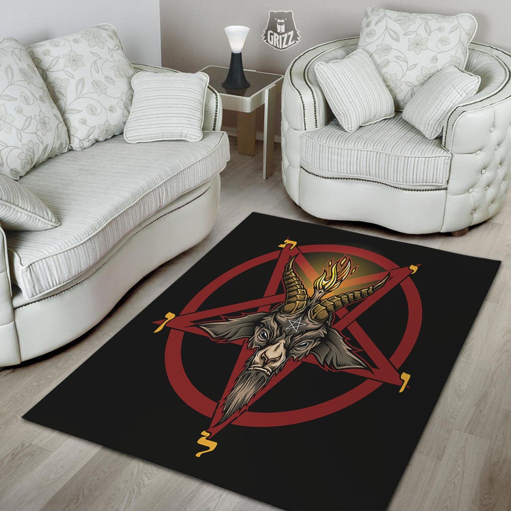 Pentagram Symbol Magic Print Floor Mat-grizzshop