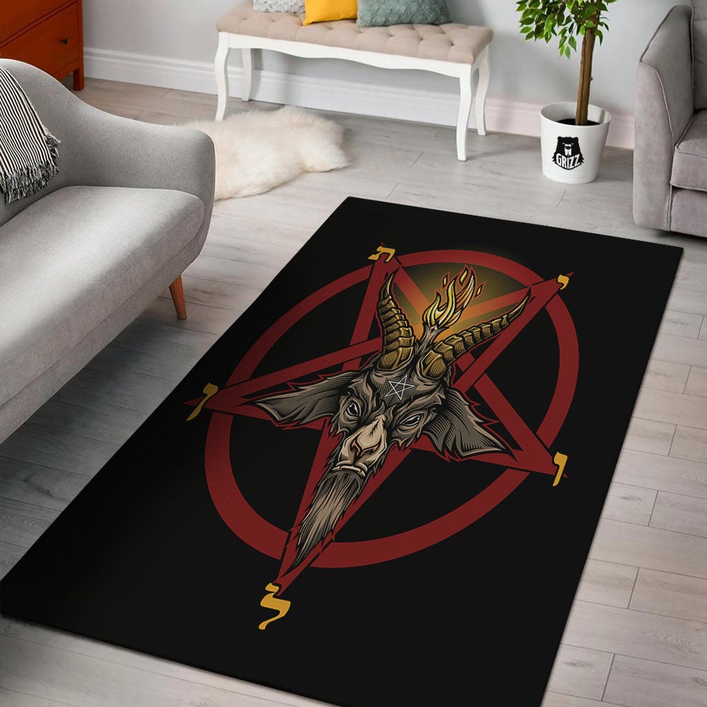 Pentagram Symbol Magic Print Floor Mat-grizzshop