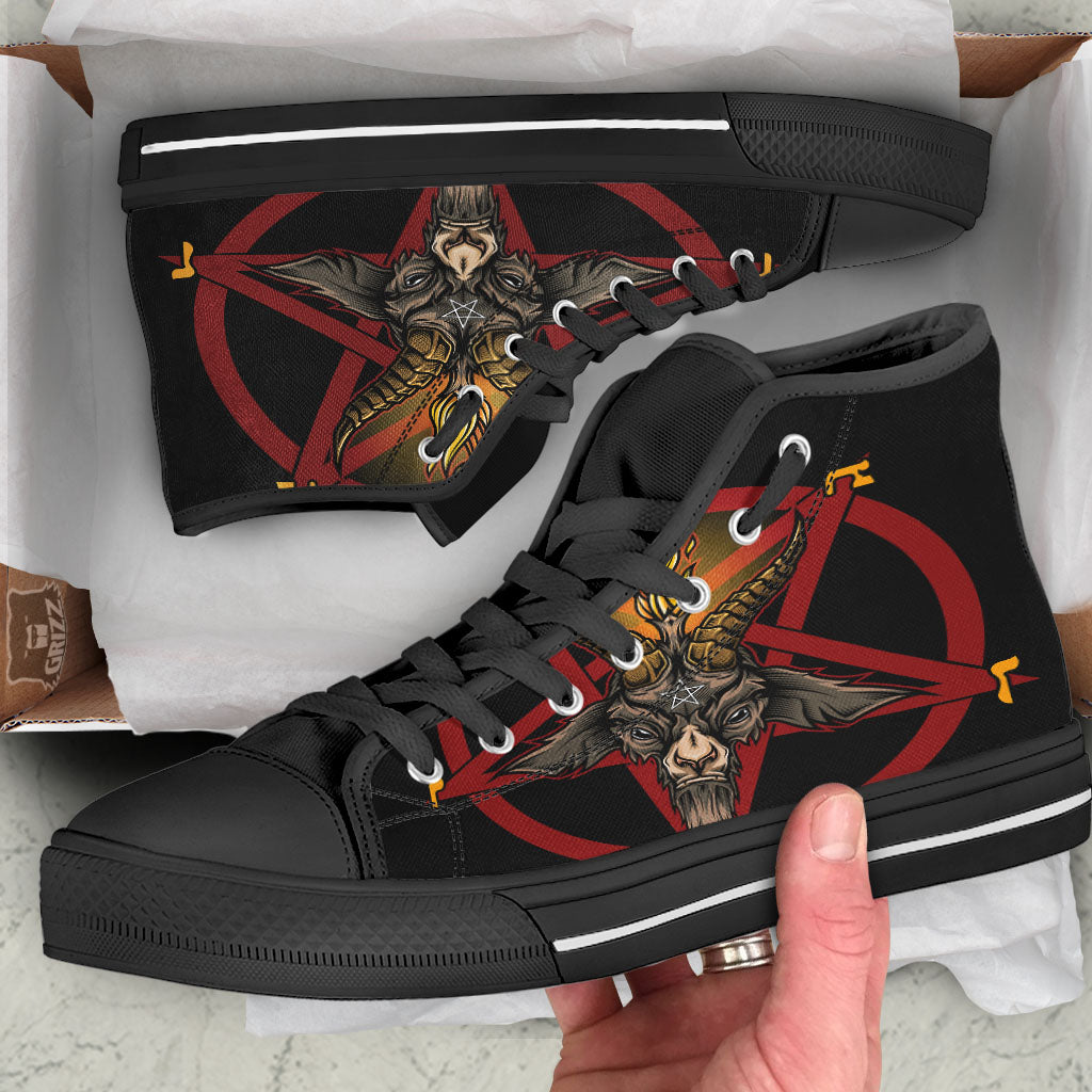 Pentagram Symbol Magic Print High Top Shoes-grizzshop