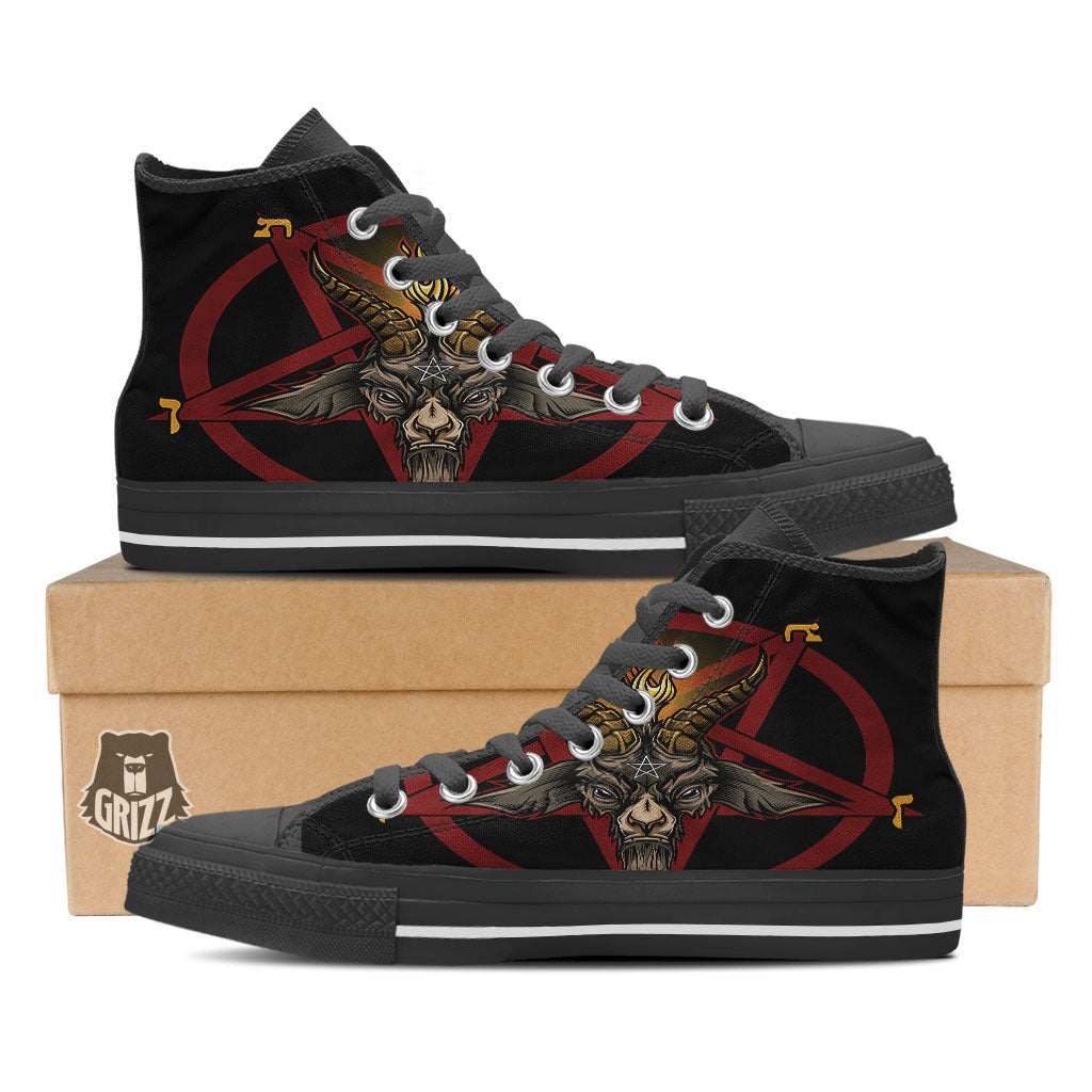 Pentagram Symbol Magic Print High Top Shoes-grizzshop
