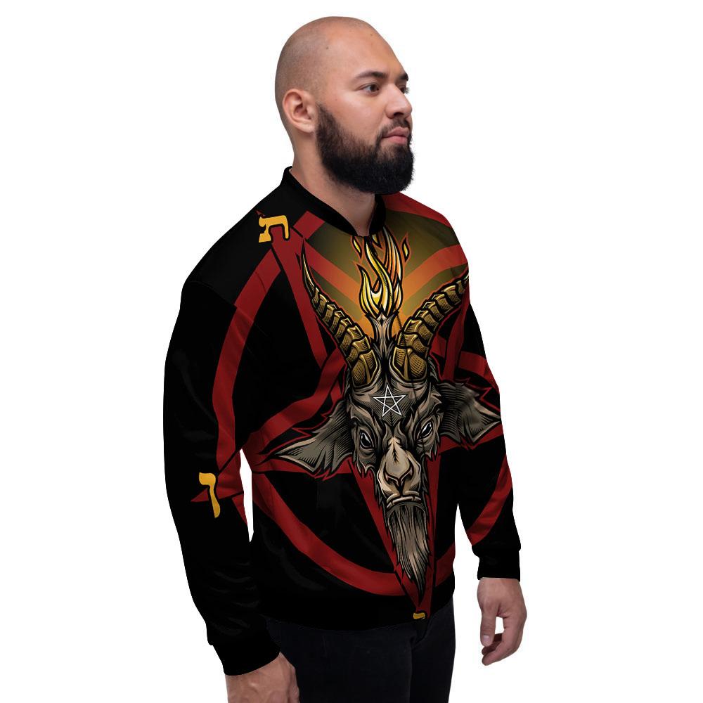 Pentagram Symbol Magic Print Men's Bomber Jacket-grizzshop