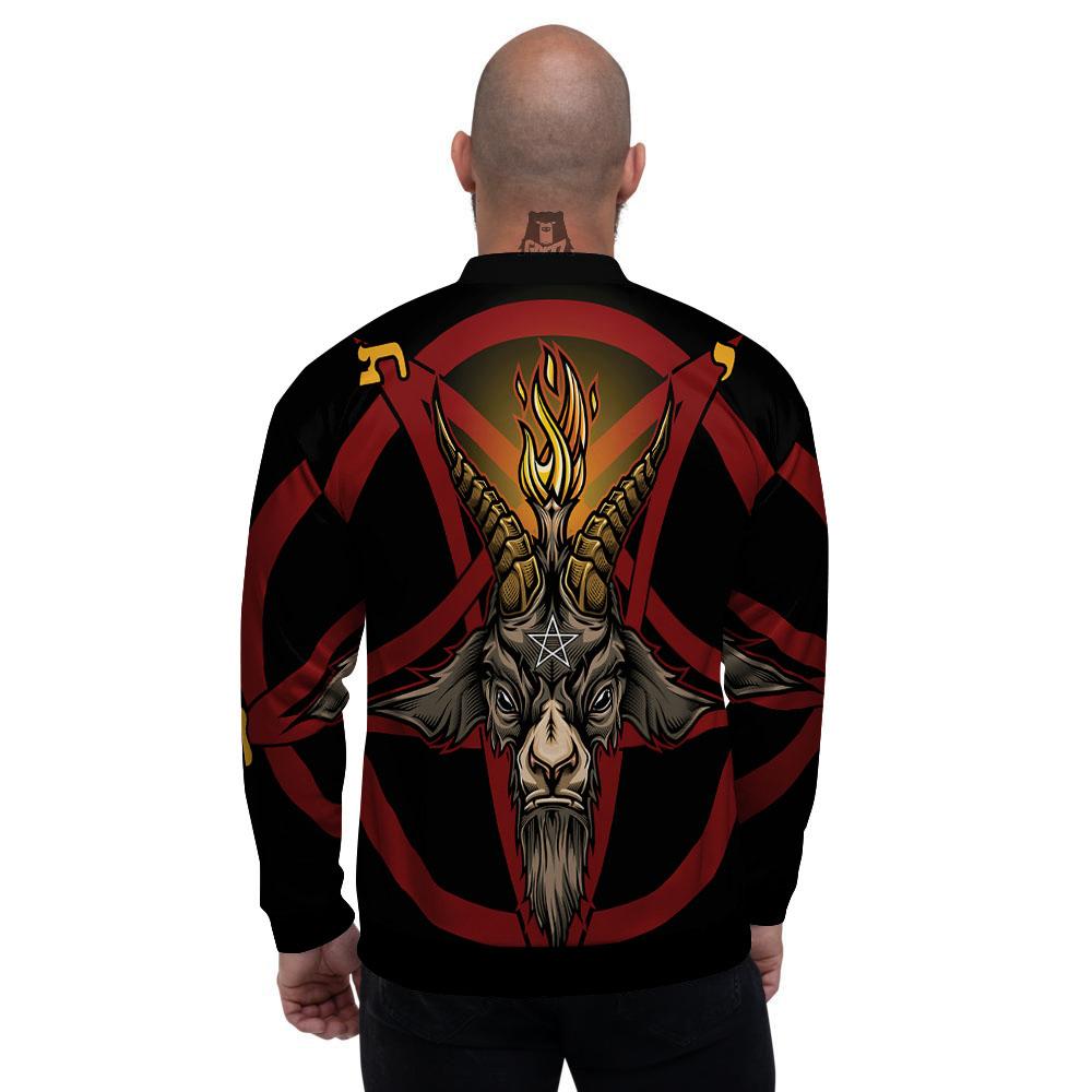 Pentagram Symbol Magic Print Men's Bomber Jacket-grizzshop
