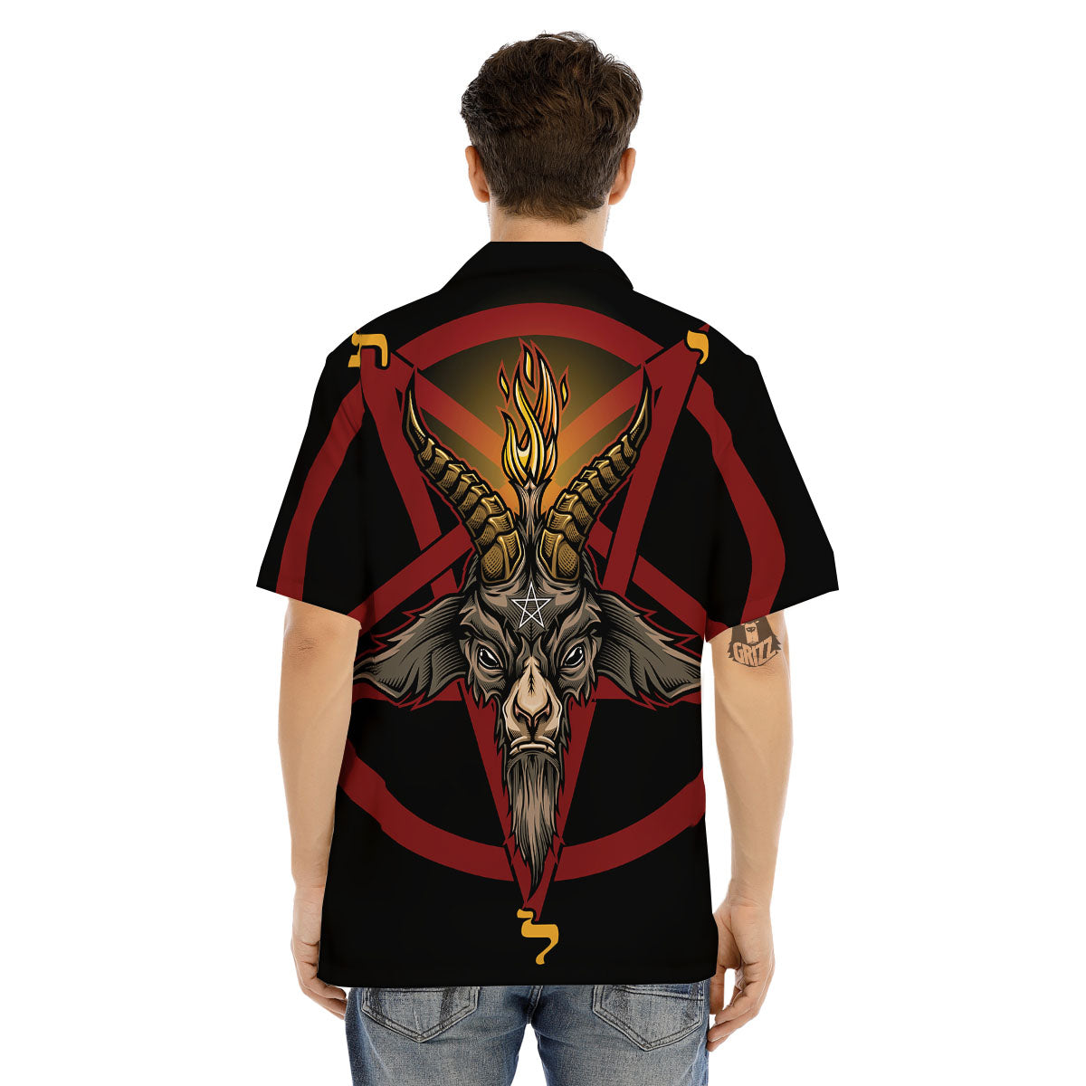 Pentagram Symbol Magic Print Men's Hawaiian Shirt-grizzshop
