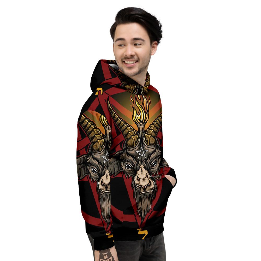 Pentagram Symbol Magic Print Men's Hoodie-grizzshop