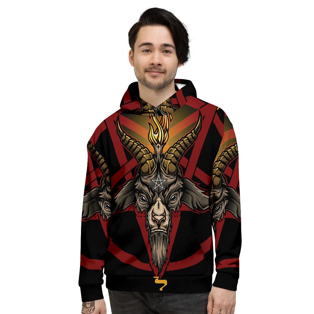 Pentagram Symbol Magic Print Men's Hoodie-grizzshop