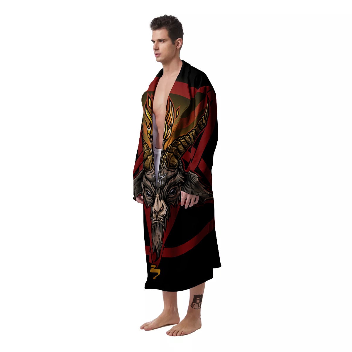 Pentagram Symbol Magic Print Men's Robe-grizzshop