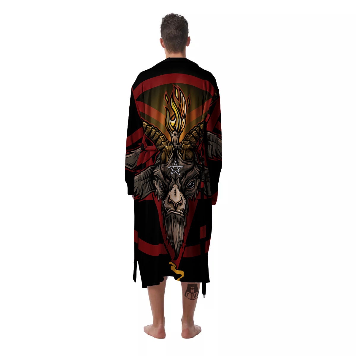 Pentagram Symbol Magic Print Men's Robe-grizzshop