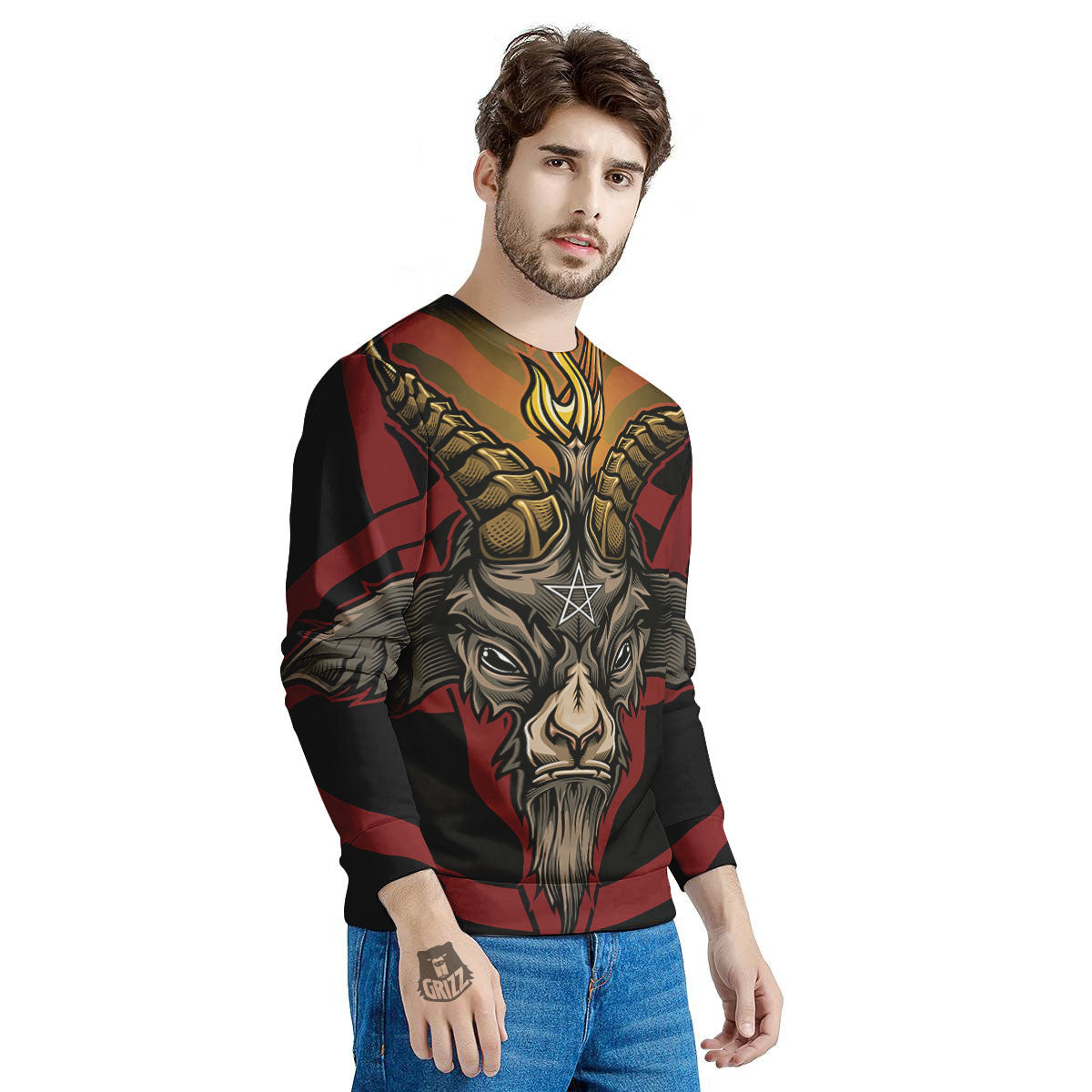Pentagram Symbol Magic Print Men's Sweatshirt-grizzshop