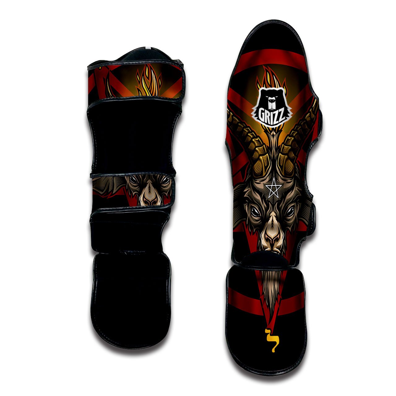 Pentagram Symbol Magic Print Muay Thai Shin Guards-grizzshop