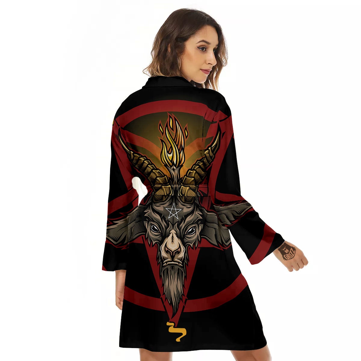 Pentagram Symbol Magic Print Women's Robe-grizzshop