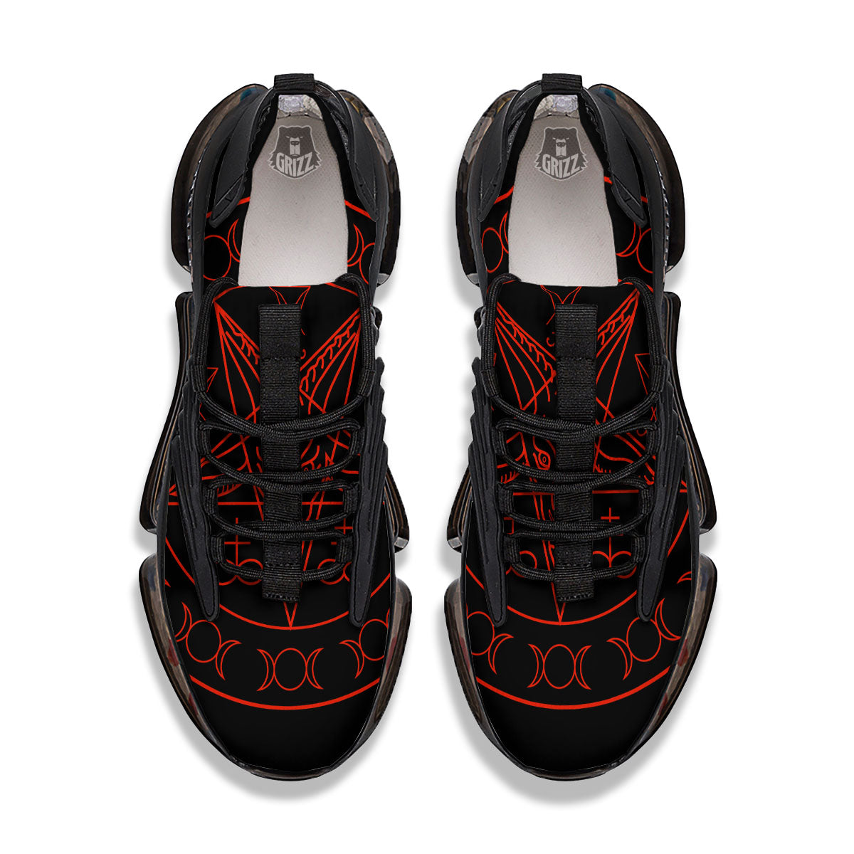 Pentagram Symbol Red Satanic Print Black Gym Shoes-grizzshop