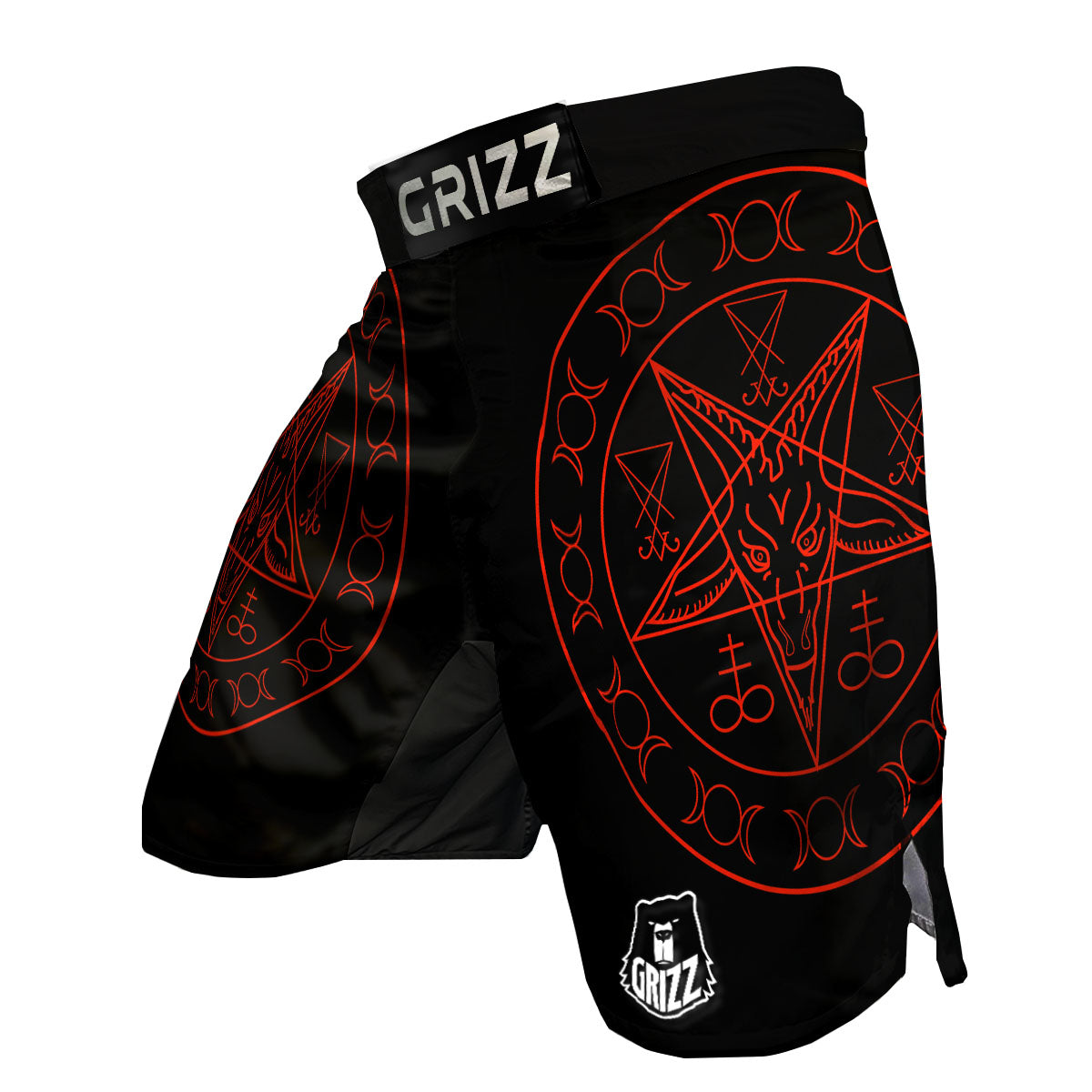 Pentagram Symbol Red Satanic Print MMA Shorts-grizzshop