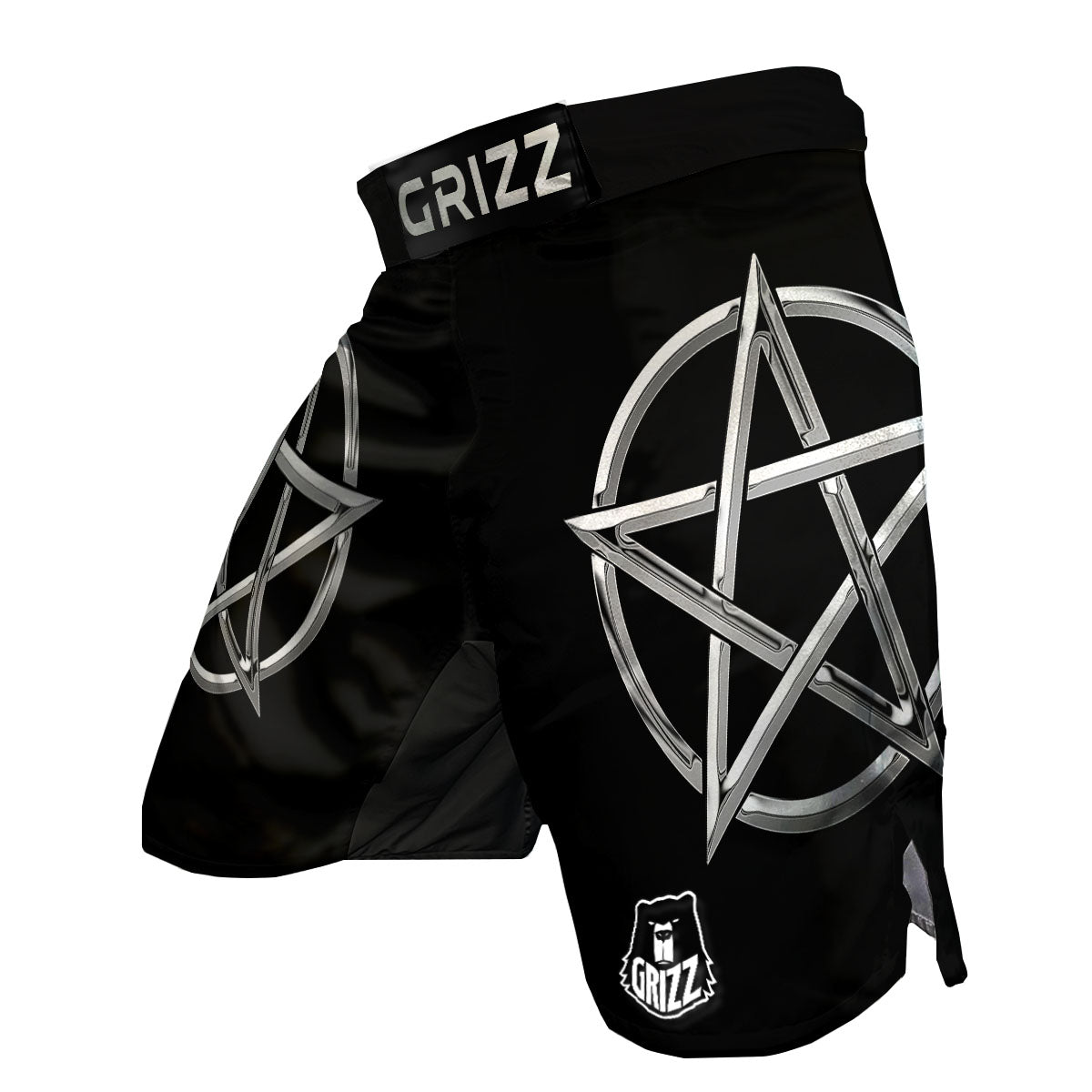 Pentagram Symbol White And Black Print MMA Shorts-grizzshop