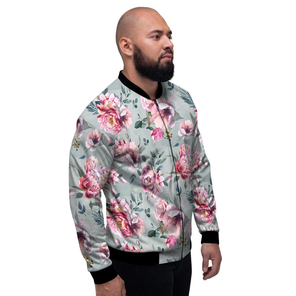 Peony Floral Pink Vintage Print Pattern Men's Bomber Jacket-grizzshop