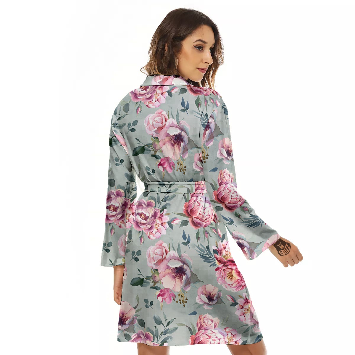 Peony Floral Pink Vintage Print Pattern Women's Robe-grizzshop