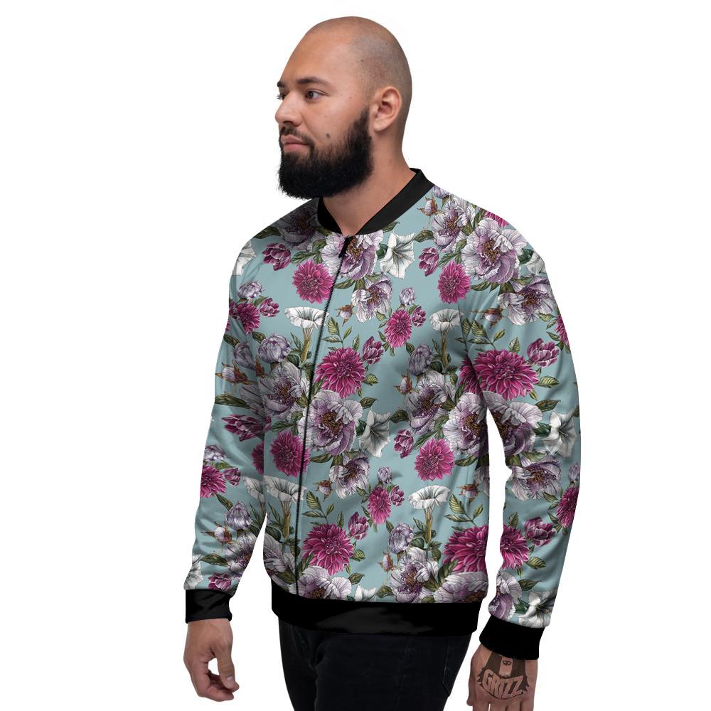 Peony Watercolor Print Pattern Men's Bomber Jacket-grizzshop
