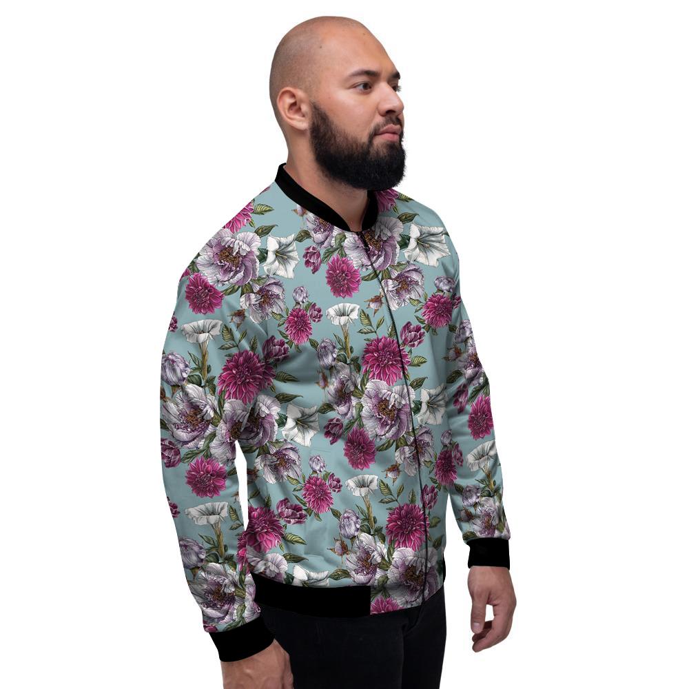 Peony Watercolor Print Pattern Men's Bomber Jacket-grizzshop