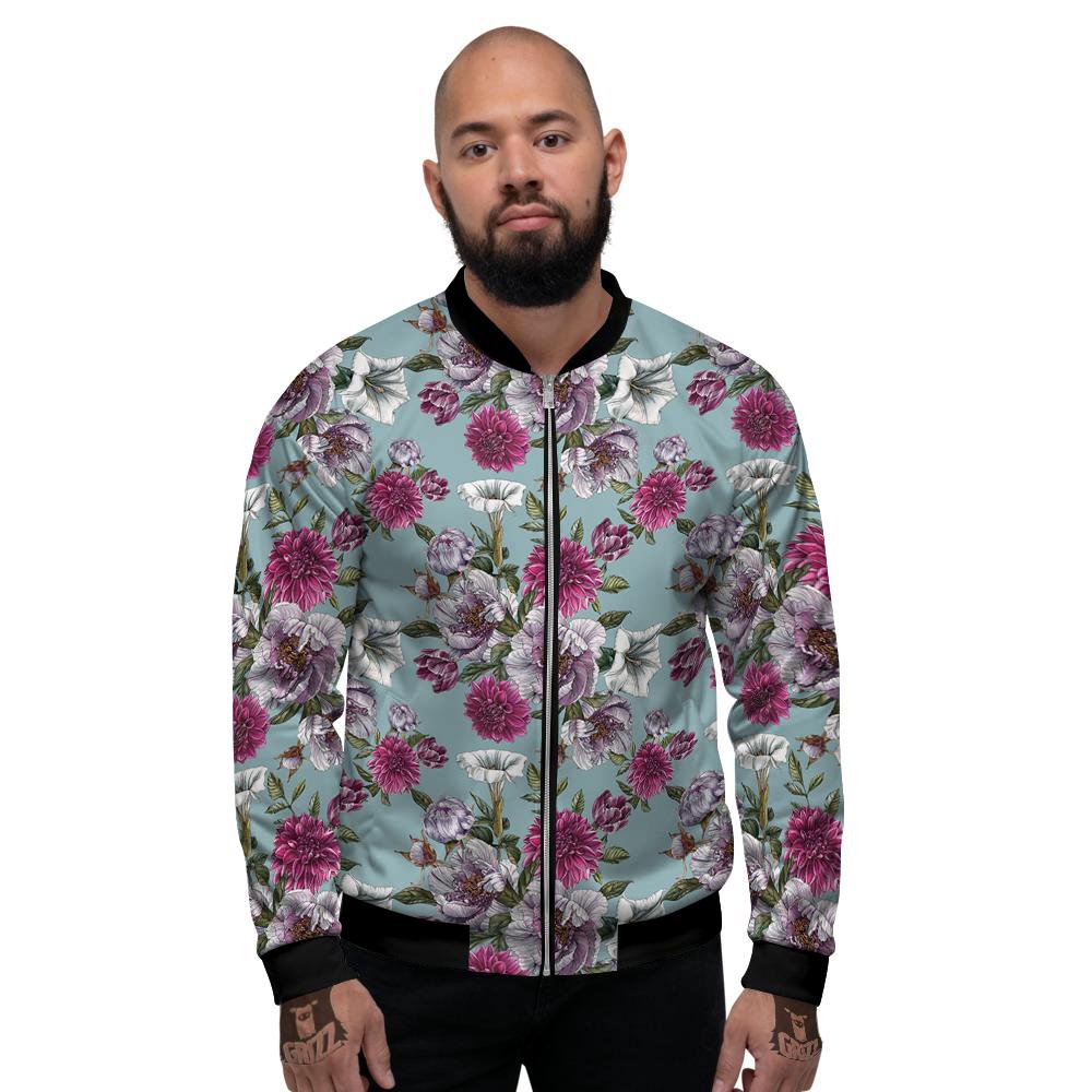 Peony Watercolor Print Pattern Men's Bomber Jacket-grizzshop
