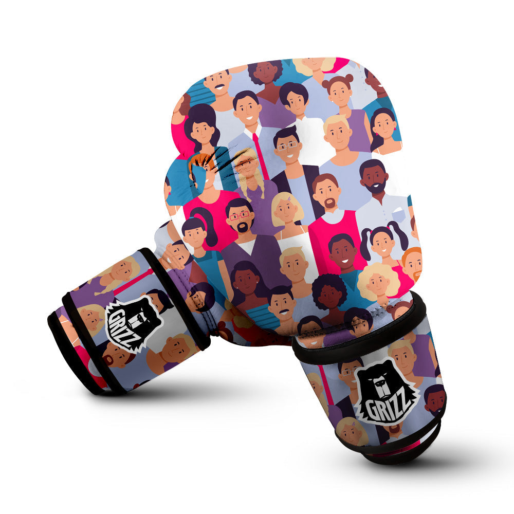 People Smile Colorful Print Pattern Boxing Gloves-grizzshop