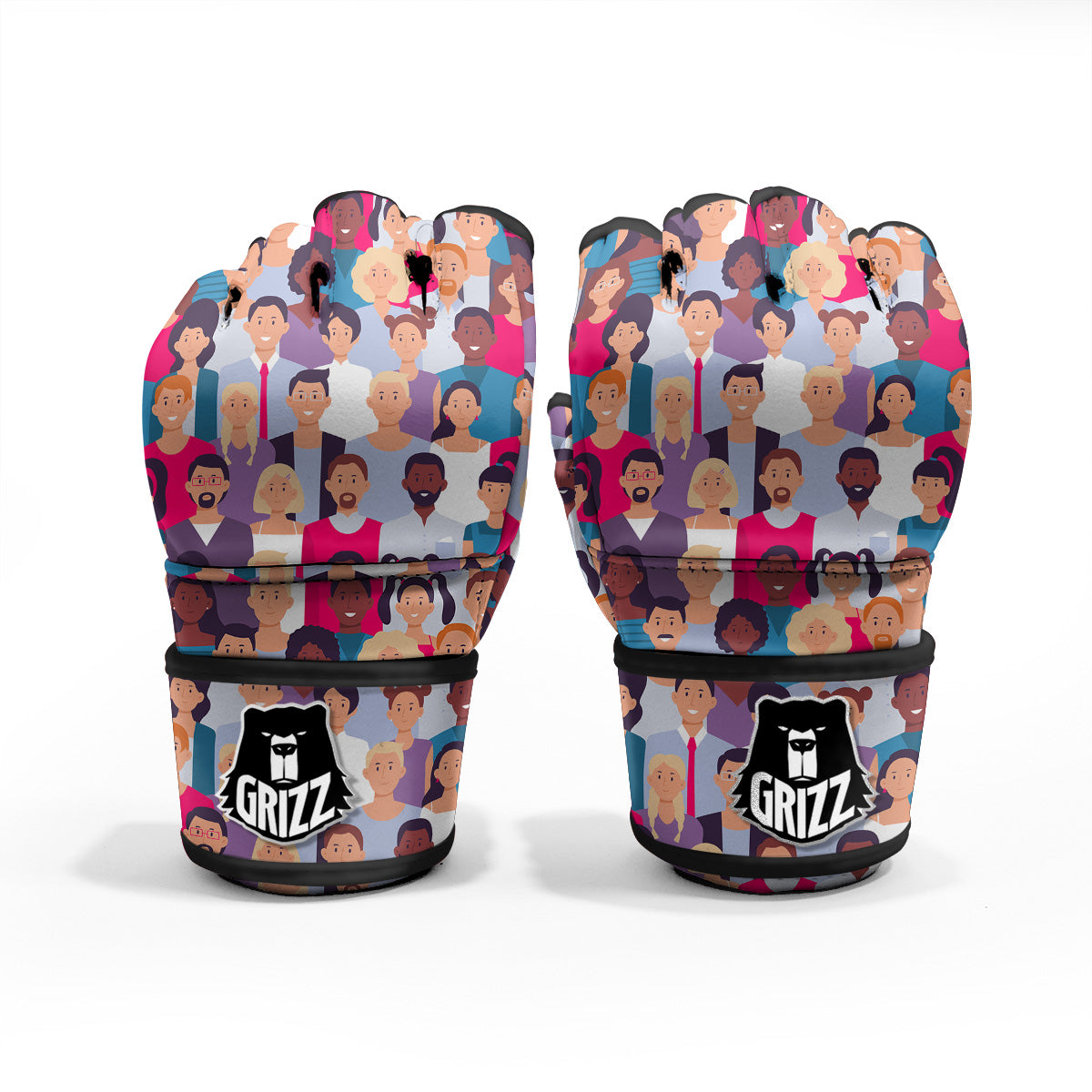 People Smile Colorful Print Pattern MMA Gloves-grizzshop