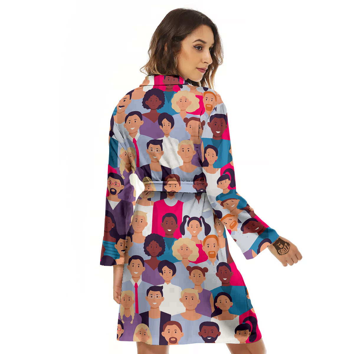 People Smile Colorful Print Pattern Women's Robe-grizzshop