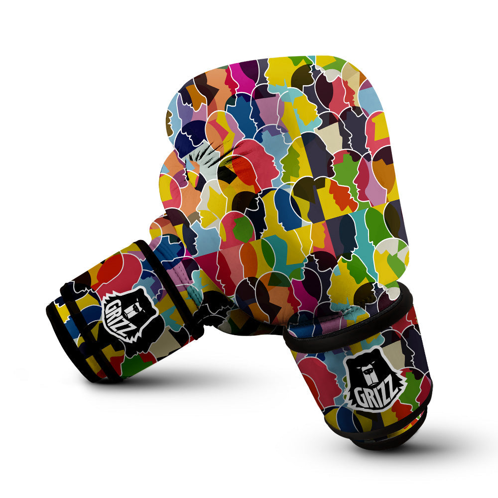 People Talking Colorful Print Pattern Boxing Gloves-grizzshop