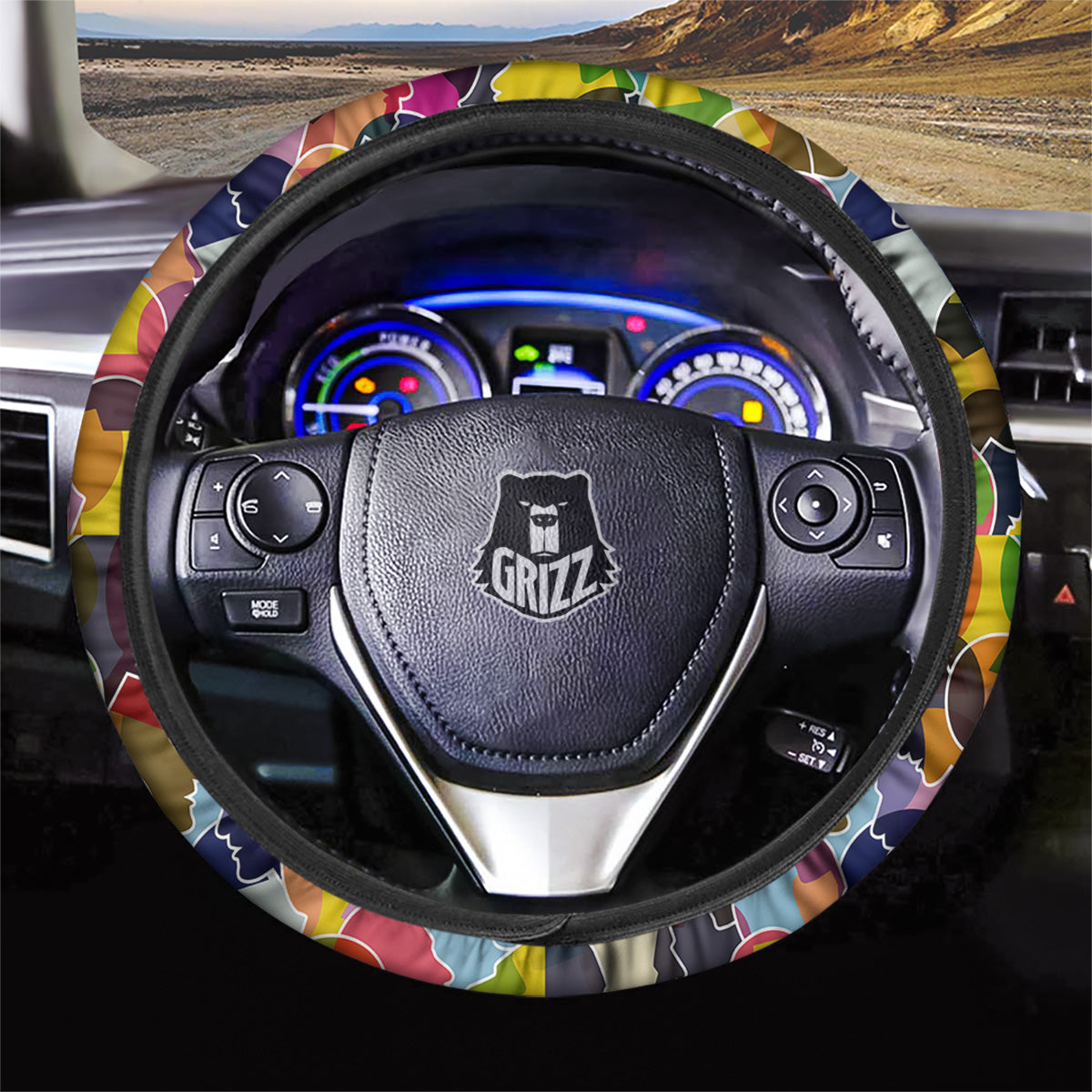 People Talking Colorful Print Pattern Car Steering Wheel Cover-grizzshop