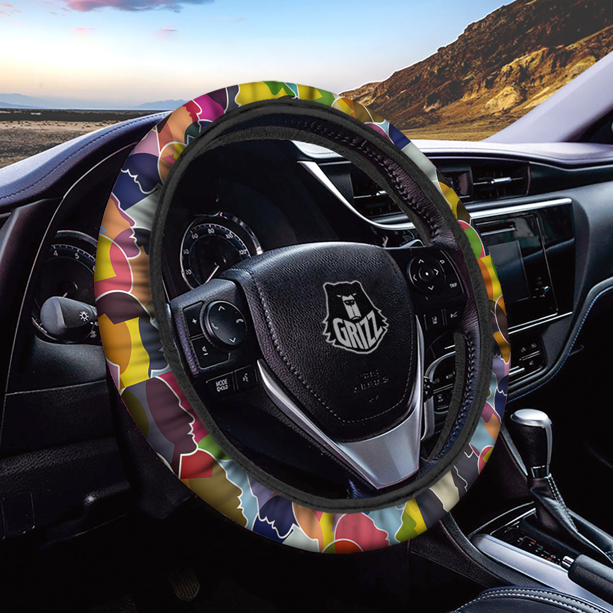 People Talking Colorful Print Pattern Car Steering Wheel Cover-grizzshop