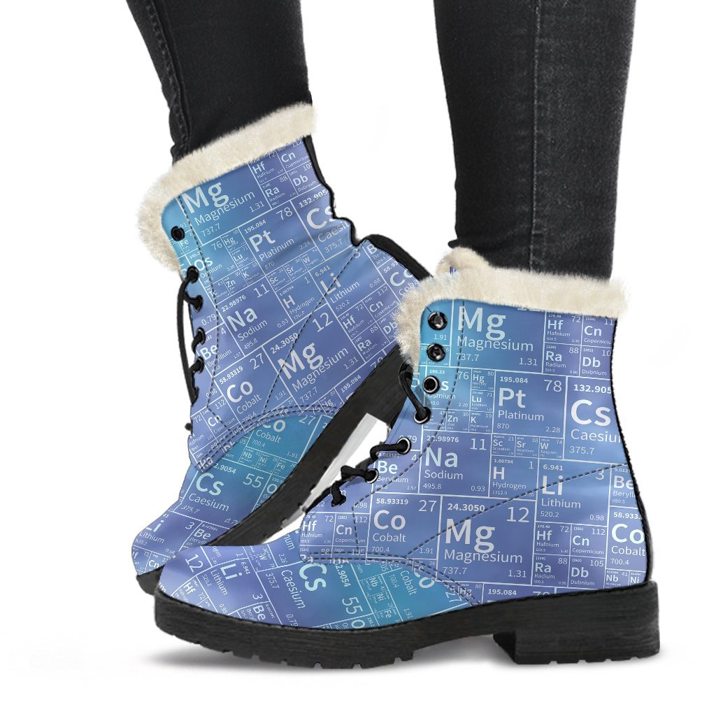 Periodic Table Science Pattern Print Comfy Winter Boots-grizzshop