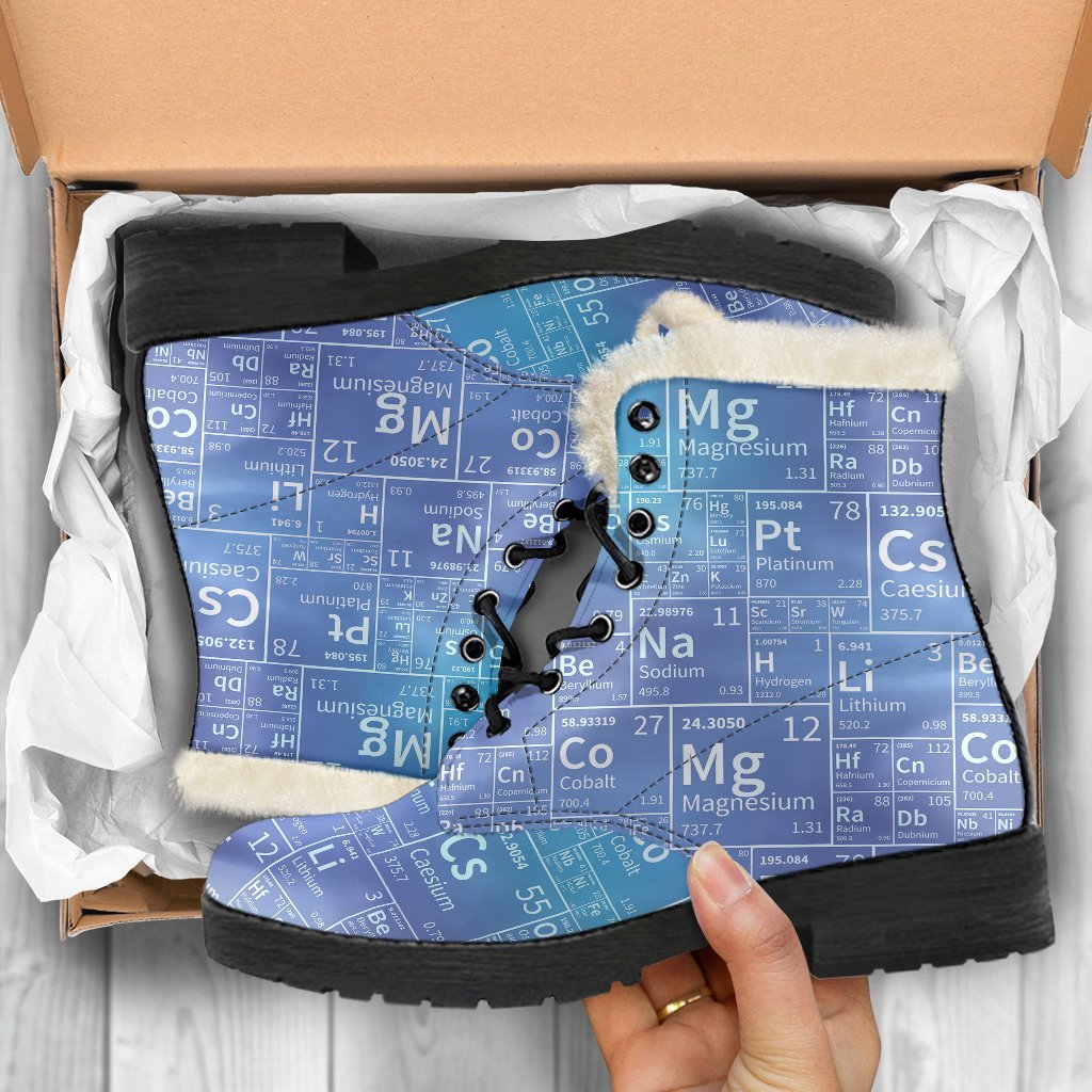 Periodic Table Science Pattern Print Comfy Winter Boots-grizzshop