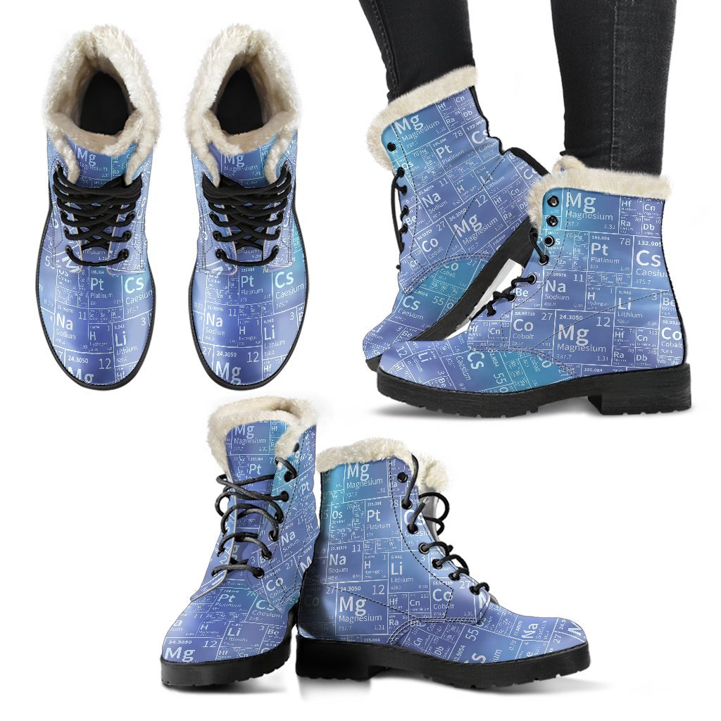 Periodic Table Science Pattern Print Comfy Winter Boots-grizzshop