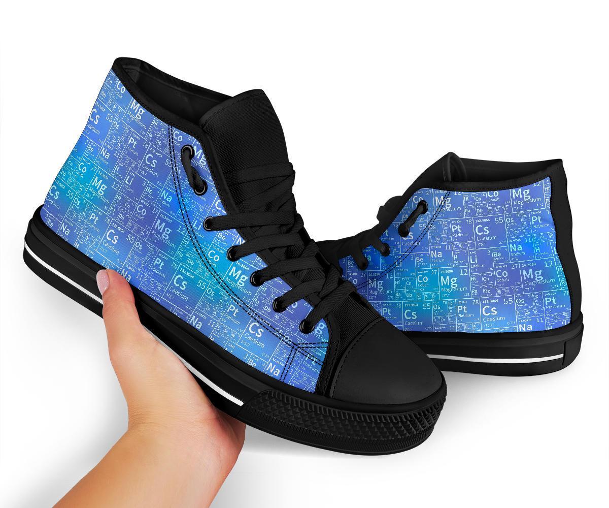 Periodic Table Science Pattern Print Men Women's High Top Shoes-grizzshop