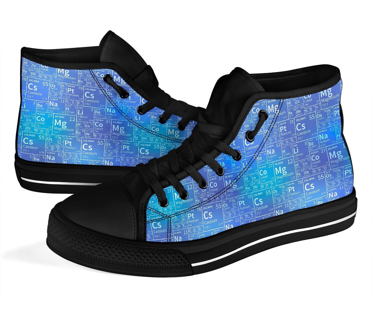 Periodic Table Science Pattern Print Men Women's High Top Shoes-grizzshop