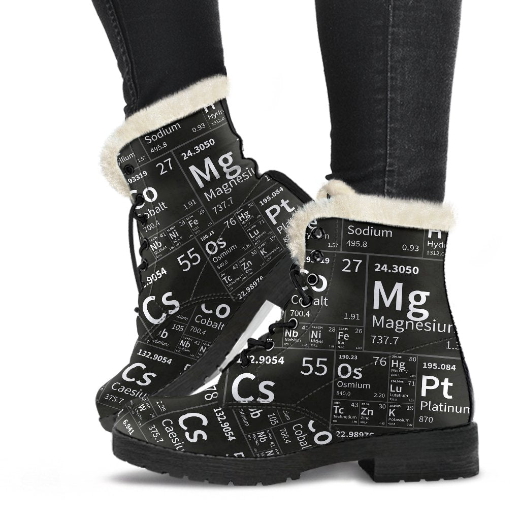 Periodic Table Science Print Pattern Comfy Winter Boots-grizzshop