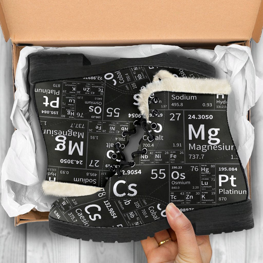 Periodic Table Science Print Pattern Comfy Winter Boots-grizzshop
