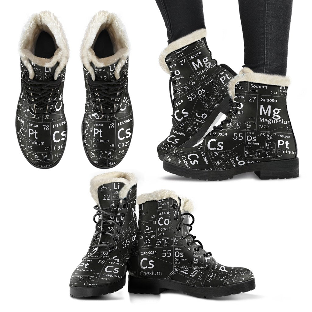 Periodic Table Science Print Pattern Comfy Winter Boots-grizzshop