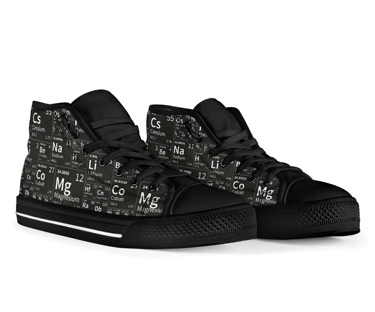 Periodic Table Science Print Pattern Men Women's High Top Shoes-grizzshop