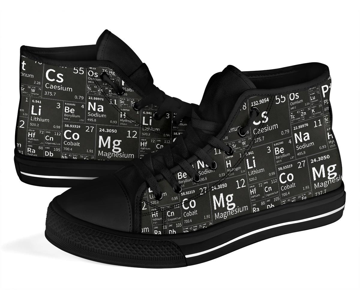 Periodic Table Science Print Pattern Men Women's High Top Shoes-grizzshop