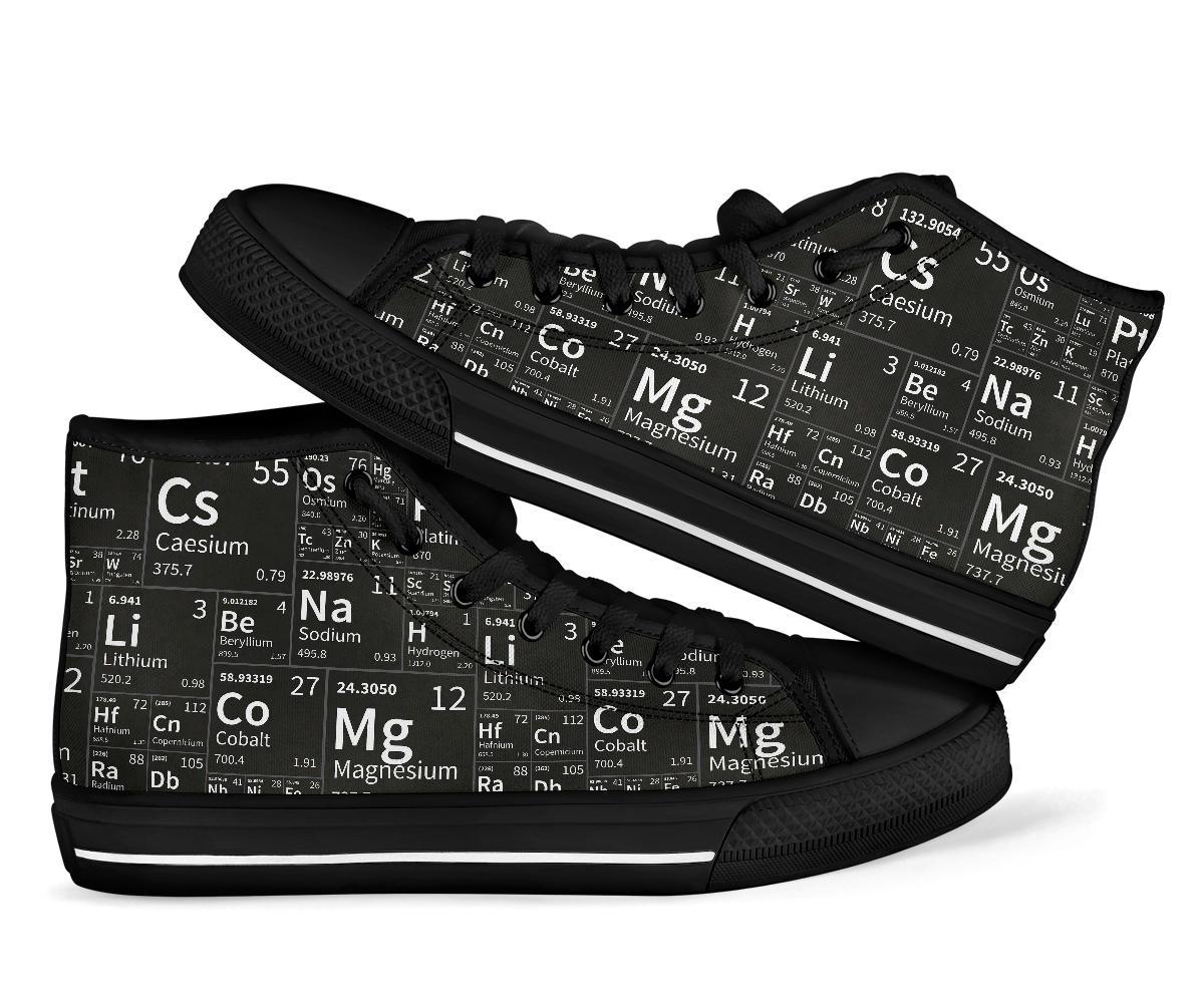 Periodic Table Science Print Pattern Men Women's High Top Shoes-grizzshop
