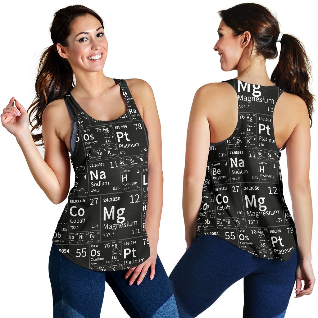 Periodic Table Science Print Pattern Women's Racerback Tank Tops-grizzshop