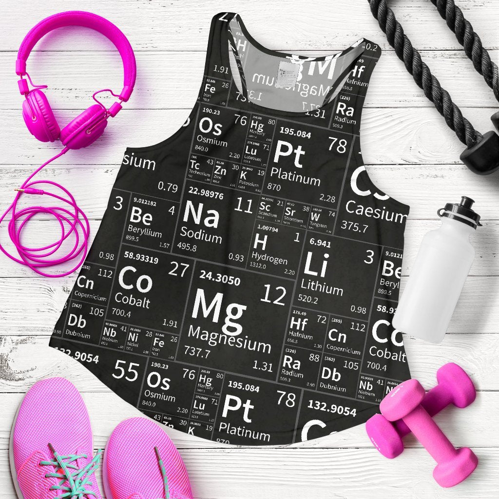 Periodic Table Science Print Pattern Women's Racerback Tank Tops-grizzshop