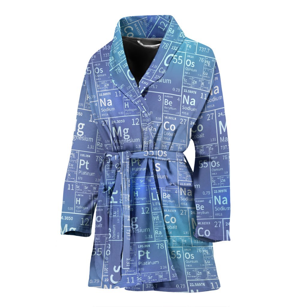 Periodic Table Science Pattern Print Women Long Robe-grizzshop