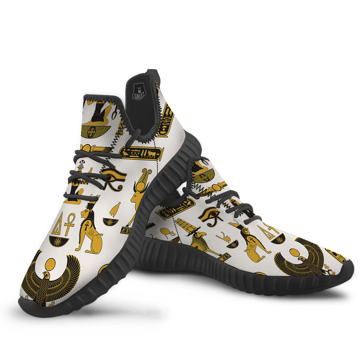 Pharaohs And Gods Egyptian Print Black Walking Shoes-grizzshop