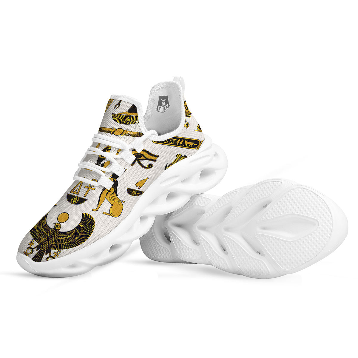 Pharaohs And Gods Egyptian Print White Running Shoes-grizzshop