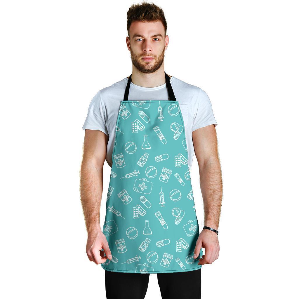 Pharmacy Pastel Pattern Print Men's Apron-grizzshop