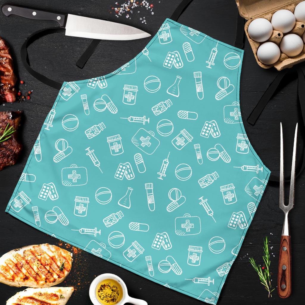 Pharmacy Pastel Pattern Print Men's Apron-grizzshop