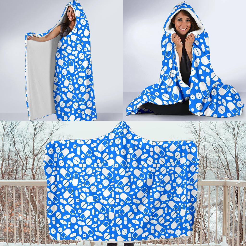Pharmacy Pattern Print Hooded Blanket-grizzshop