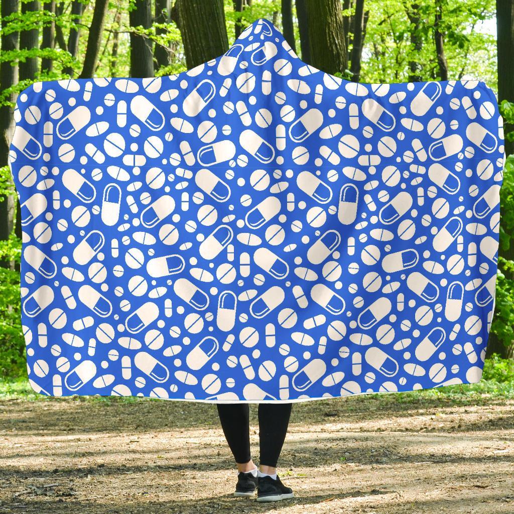 Pharmacy Pattern Print Hooded Blanket-grizzshop