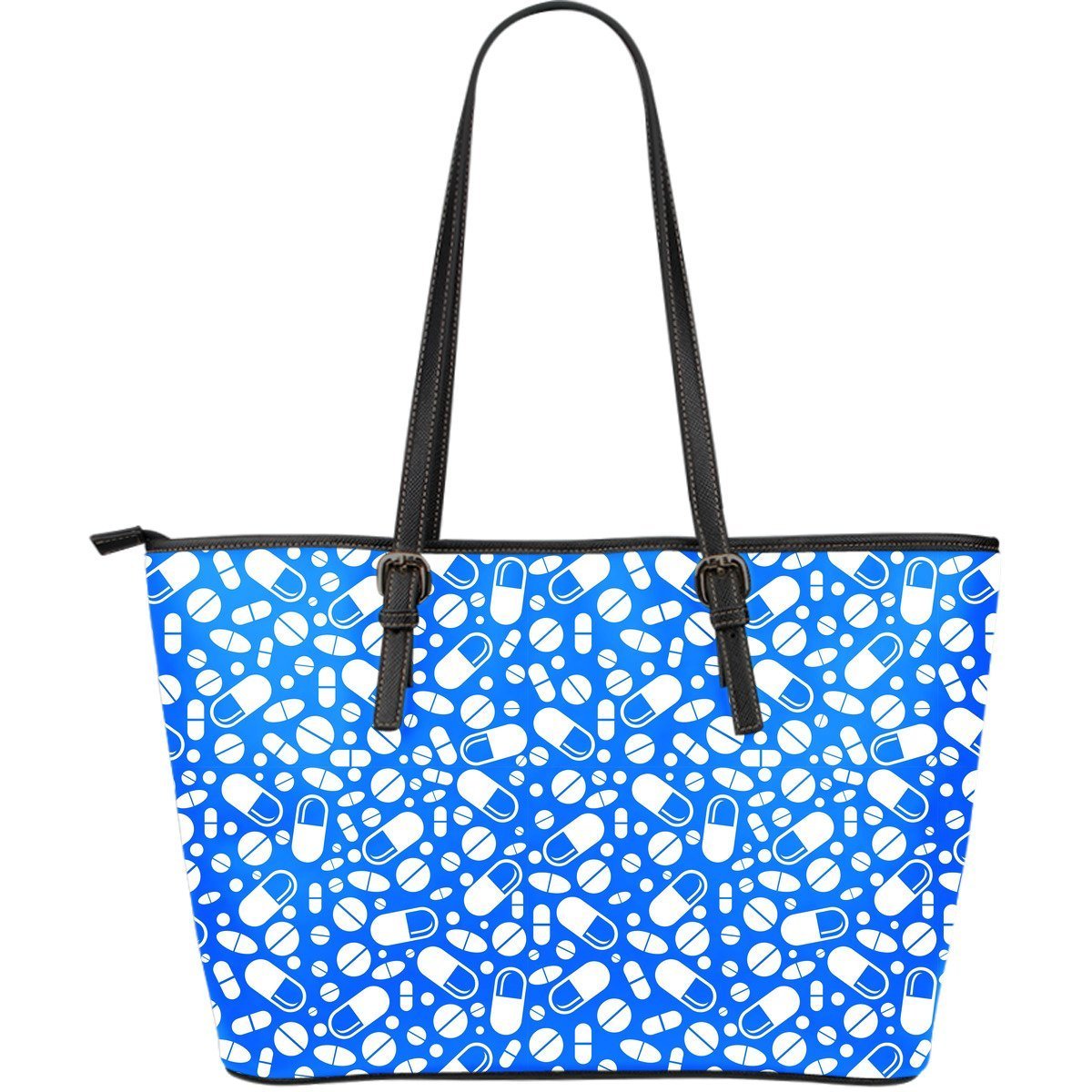 Pharmacy Pattern Print Leather Tote Bag-grizzshop